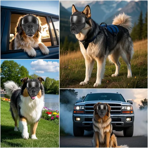 Vista 2 de Namsan Gafas de sol grandes para perros con bozal de canasta, transpirables, protección de cara completa, gafas de sol para perros con cubierta