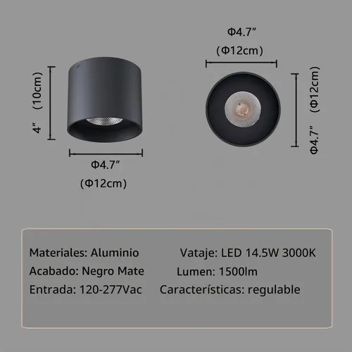 Vista 8 de Lámpara de Techo, Luces de Techo de Montaje al Ras LED Regulables Luz de Techo Cilíndrica Luz Puntual para Sala de Estar Pasillo Cocina Comedor