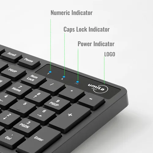 Vista 7 de UMILA - Combo de teclado y mouse inalámbricos de tamaño completo 2.4G, juego de mouse ergonómico UMILA, teclado USB inalámbrico ajustable de 3 DPI