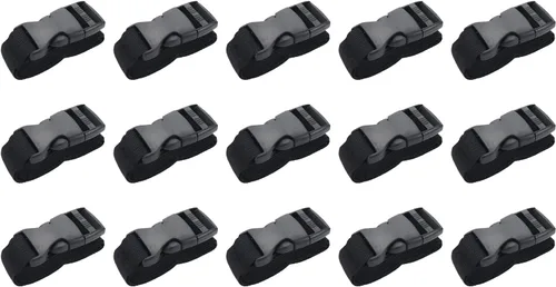 Vista 10 de 5 piezas de correas de amarre negras de nylon de 1" x 39.37" (3.28 pies) Correas ajustables con hebillas de bloqueo de leva de alta resistencia Negro