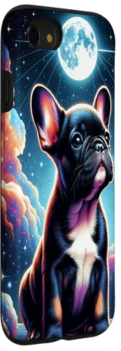 Vista 3 de Funda para iPhone SE (2020) / 7 / 8 Bulldog Francés Puppy Under The Moon In Space