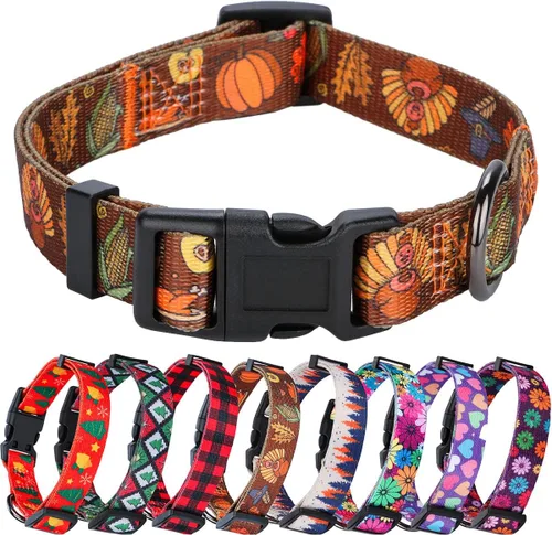 Vista 15 de Collar de perro para perros pequeños con patrón floral para hembras y perros, talla S A1_Girasol