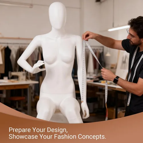 Vista 6 de Maniquí femenino de medio cuerpo blanco postura sentada maniquí femenino elegante con base estable Manne quin vestido forma exhibición maniquíes