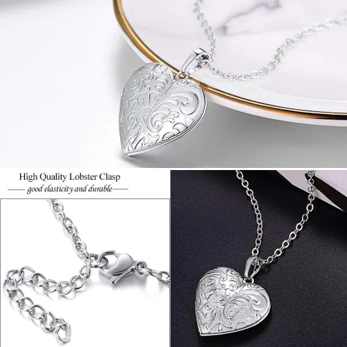 Vista 4 de Medallón de fotoetiqueta personalizado para mujereshombres, foto personalizadatexto, acero inoxidableplata de ley 925, viene en caja de regalo