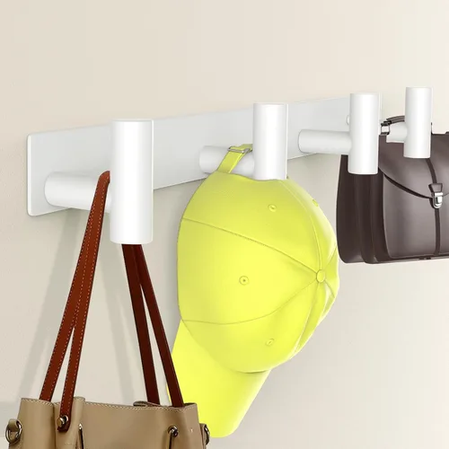 Vista 23 de Perchero de Pared Montado - 3 Ganchos, Ganchos de Pared de Acero Inoxidable Resistente para Toalla, Bolso de Abrigo, Perchero para Sombreros Negro