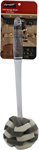 Vista 7 de Cepillo de esponja de vidrio con mango – Cepillo de limpieza de cocina de 11.5 pulgadas para vasos, botellas, platos y jarrones – Esponja suave