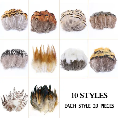 Vista 4 de 200 plumas naturales de 10 estilos surtidos de plumas para atrapasueños y manualidades (10 estilos - 200 piezas)