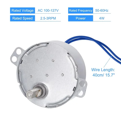 Vista 4 de MECCANIXITY Motor síncrono AC100-127V 2.5-3RPM 50-60Hz CW 4W D eje motor eléctrico para horno de microondas, ventilador