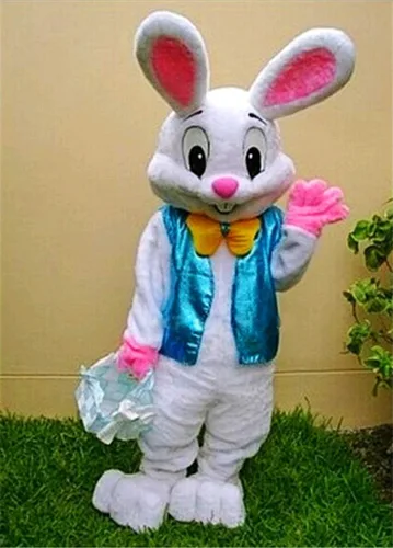 Vista 2 de Disfraz de conejo de Pascua de peluche para adulto, disfraz de mascota de Halloween, M de 5 pies 7 pulgadas a 5 pies 11 pulgadas (67.3 in-70.9 in)