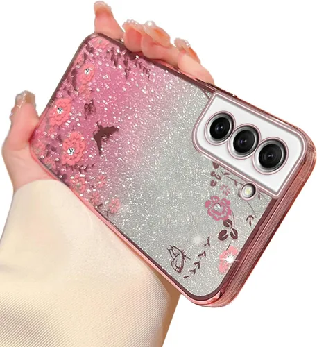 Vista 32 de Funda para Samsung Galaxy S8, Samsung S8 para mujer, cambio gradual con purpurina, cristal suave, TPU mariposa, floral, corazón, transparente, funda