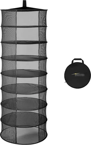Vista 18 de iPower Red de secado plegable de malla para hierbas de 2 pies y 6 capas con cremalleras, anillo resistente para plantas hidropónicas, bolsa