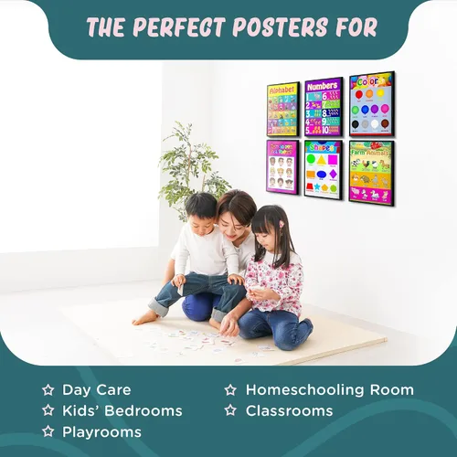 Vista 2 de L&O Goods - Paquete de 10 carteles educativos grandes para preescolares, niños, aulas de jardín de infantes, aprendizaje temprano divertido