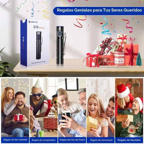Vista 8 de Brinyte Linterna LED recargable E18 con base magnética para iluminación manos libres, 1200 lúmenes, luz de bolsillo EDC compacta y brillante, IP68