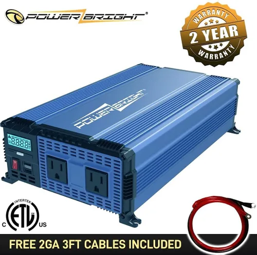 Vista 2 de Inversor de corriente de 2000 vatios y 12 V, salidas USB y CA, fácil de instalar, alimentación portátil automotriz para herramientas eléctricas