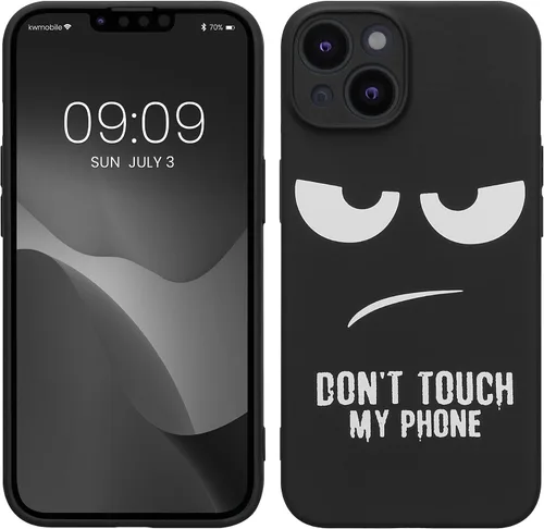 Vista 20 de kwmobile Funda de silicona TPU compatible con Xiaomi 11T/11T Pro - Funda suave - No toques mi teléfono blanco/negro