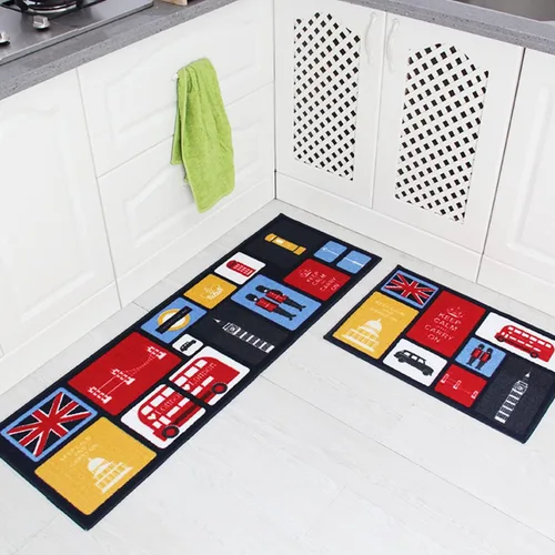 Vista 29 de Alfombras de cocina coloridas para piso, alfombras de cocina antideslizantes, juego de tapetes de cocina de granja, alfombras y tapetes de cocina