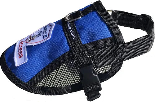 Vista 4 de Chaleco de acceso completo de malla para perros de servicio premium (circunferencia de 9 a 13 pulgadas, azul) - Incluye cinco tarjetas de folleto