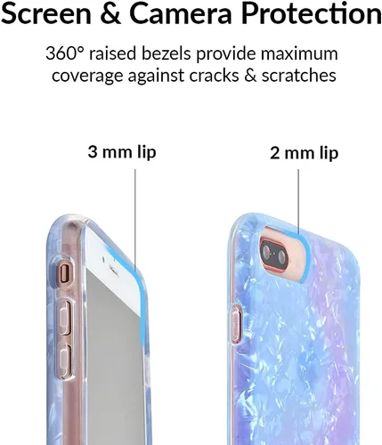 Vista 3 de VELVET CAVIAR Funda brillante iridiscente para iPhone 8 Plus/iPhone 7 Plus, funda protectora estética para mujer (cuarzo ópalo azul)