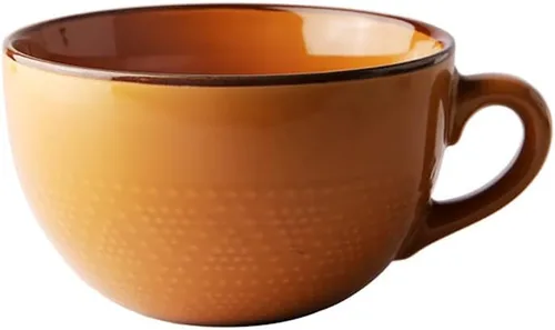 Vista 4 de Colias Wing Taza de café de cerámica con diseño de relieve de puntos de la serie clásica de 24 onzas, taza de viaje, beige, verde, amarillo, rosa