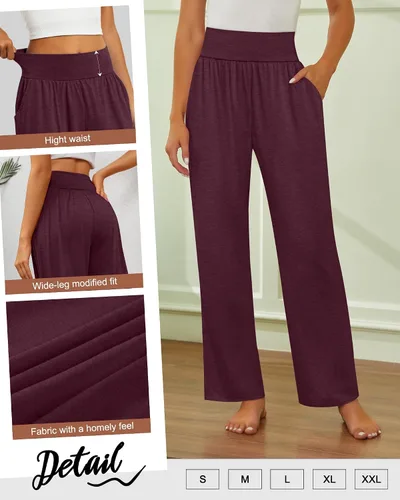 Vista 109 de Neer - Conjunto de 3 pantalones de yoga de pierna ancha para mujer - Pantalones deportivos cómodos, holgados, de cintura alta y casuales