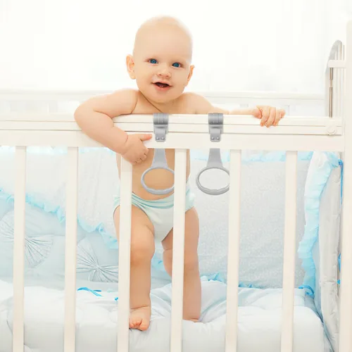 Vista 4 de 2 anillos de dominadas para corralito para bebés: anillos para corral de juegos, asistente de ejercicios de caminar para bebés, corralito y cuna