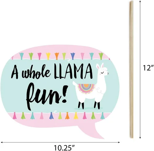 Vista 5 de Big Dot of Happiness Whole Llama Fun - Kit de accesorios para cabina de fotos para baby shower o fiesta de cumpleaños, 20