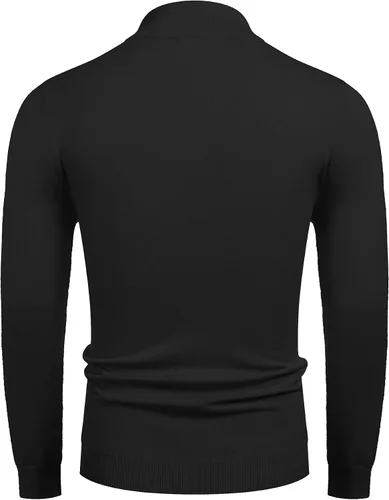 Vista 8 de COOFANDY Suéter de cuello alto falso para hombre, ajuste delgado, informal, básico, suéter térmico de punto
