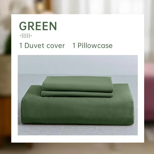 Vista 8 de JELLYMONI Funda de edredón verde tamaño individual - 100% algodón lavado con textura de lino, funda de edredón con textura, juego de ropa de cama