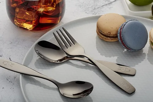 Vista 5 de ANNOVA Juego de cubiertos seguros para niños de acero inoxidable, tenedores para niños, cucharadas para niños, utensilios de metal para lonchera