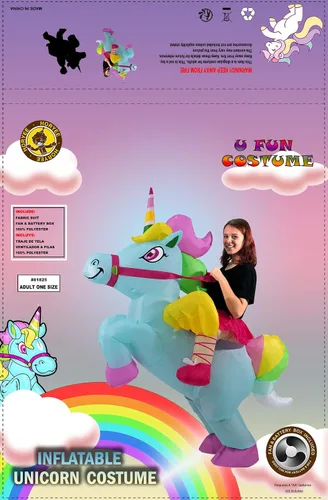 Vista 6 de HORYEE Inflatable Unicorn Costume - Adult Men Women Air Pumping Half Body Ride on Unicorn Cosplay Suit Adult - Unicorn