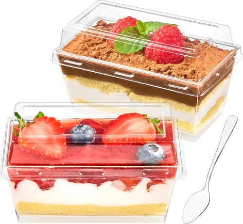 Vista 10 de Mini tazas de postre en forma de corazón de 5 onzas con tapas