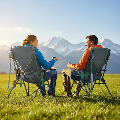 Vista 2 de TIMBER RIDGE Silla de campamento de gran tamaño con soporte lumbar, silla plegable portátil resistente para adultos soporta 450 libras para césped