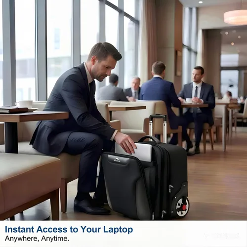 Vista 6 de MATEIN - Maletín rodante para hombres, bolsa grande con ruedas para laptop de 17.3 pulgadas, para viajes, oficina, trabajo, resistente al agua