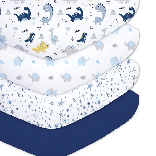 Vista 13 de Sábanas ajustadas para cuna para bebés niños 3 Pack, juego de sábanas de cuna de microfibra extra suave de 28" x 52" para colchón de cuna de bebé