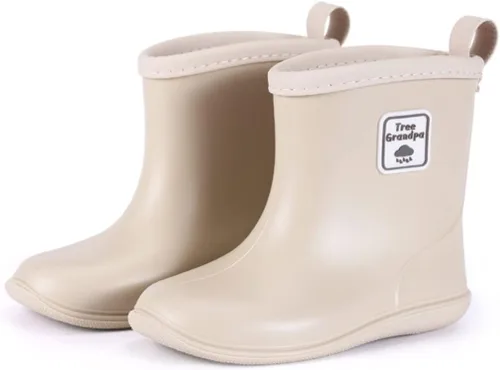 Vista 17 de Botas de lluvia para bebés, botas de lluvia cortas para niños pequeños, fáciles de poner, ligeras e impermeables Azul