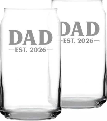 Vista 26 de Dad Est 20XX - Vaso de cerveza para padres primerizos, regalo personalizado de 16 onzas