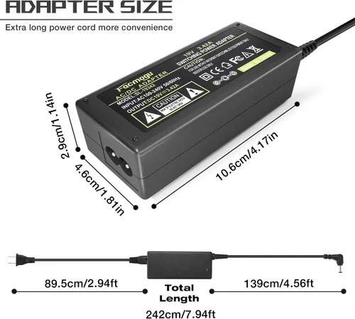 Vista 7 de Facmogu DC 19V 3.42A Fuente de alimentación, transformadores 100-240V AC a DC 19Volt de 65 vatios, adaptador de corriente convertidor con enchufe DC