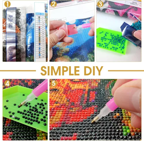 Vista 5 de Bimkole AL1599 - Kit de arte de diamantes 5D con diseño de oso, taladro completo, juego de bordado de diamantes de imitación con diamantes, arte por