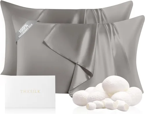 Vista 16 de THXSILK Funda de almohada 100% seda de morera para la salud del cabello y la piel, funda de almohada suave y lisa de 22 momme con cremallera oculta