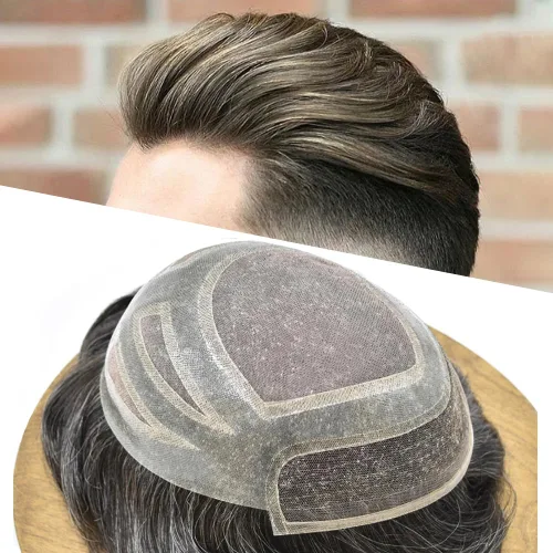 Vista 20 de Toupee For Men Hair Piece Real Human Hair Mens Hair System Fine Mono Mens Toupee Hair System For Men Hairpieces French Lace Natural Hairline8x10