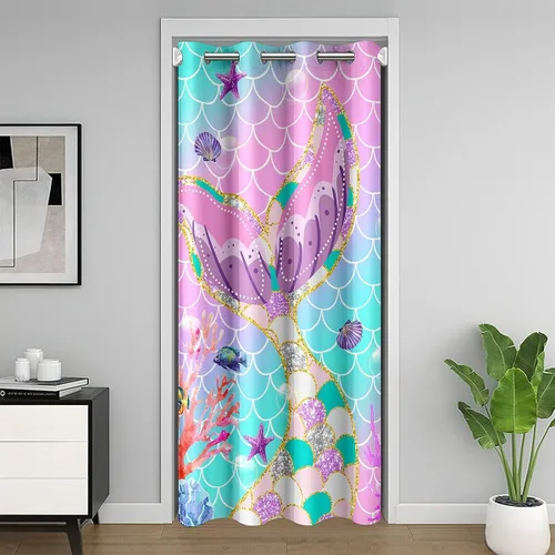 Vista 31 de Erosebridal Cortina de puerta de teñido anudado, cortina opaca bohemia, cortina exótica abstracta en espiral, elegante cortina hippie para puerta