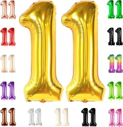 Vista 17 de KatchOn, Globo negro gigante del número 11 de 40 pulgadas, globos negros 11 para decoraciones de cumpleaños de 11 años para niños, globos negros