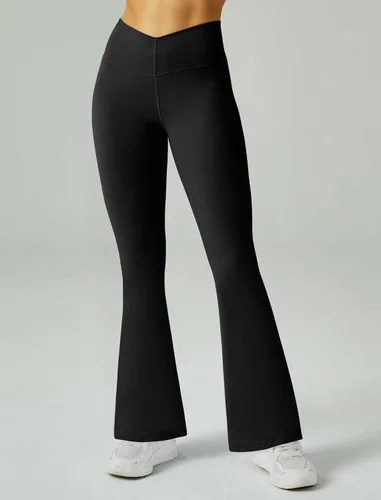 Vista 2 de FireSwan Pantalones de yoga acampanados para mujer, cintura en V, leggings acampanados, cintura alta, corte de bota, pantalones de entrenamiento