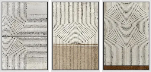Vista 455 de SIGNWIN Lienzo enmarcado para pared, juego de arte neutro de bosque brumoso, ilustraciones en tono tierra, arte moderno, decorativo, bohemio