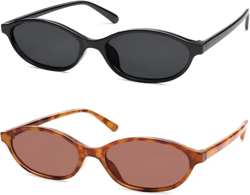 Vista 8 de Gafas de sol retro ovaladas de ojo de gato para mujer, Y2k, gafas de sol estrechas de moda, gafas de sol de diseñador AR82253