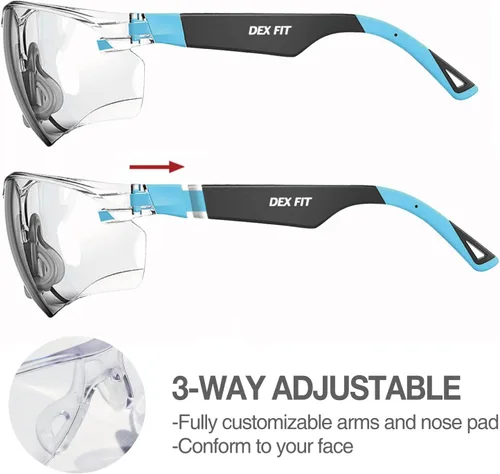 Vista 5 de DEX FIT Gafas de seguridad SG210N – Antivaho y resistentes a los arañazos Z87.1 protección ocular, patillas ajustables y agarre antideslizante