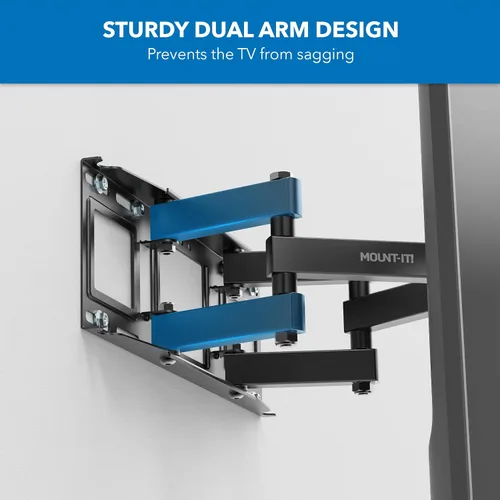 Vista 4 de Mount-It! Soporte de pared para TV de movimiento completo con brazos dobles resistentes, extensión de 14 pulgadas y compatible con televisores de 37