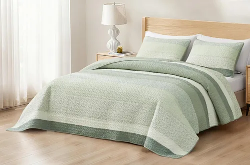 Vista 11 de Chezmoi Collection Caleb - Juego de edredón de 2 piezas con diseño floral a cuadros en gris apagado, blanco y marfil, rectangular, prelavado