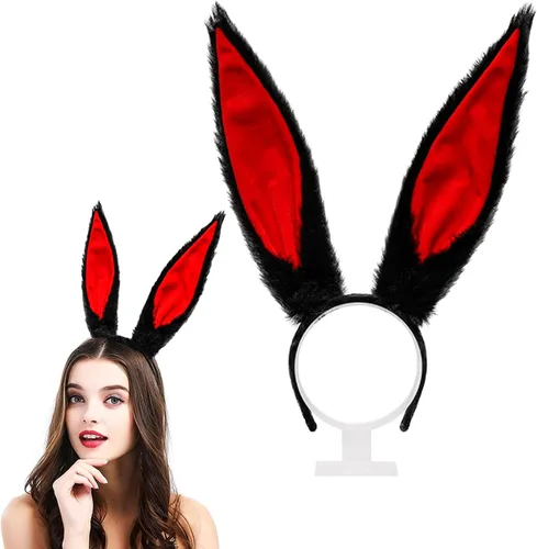 Vista 6 de Diadema con orejas de conejo de Pascua, accesorios para disfraz de conejo, diadema de orejas de conejo, diadema para cosplay y fiesta