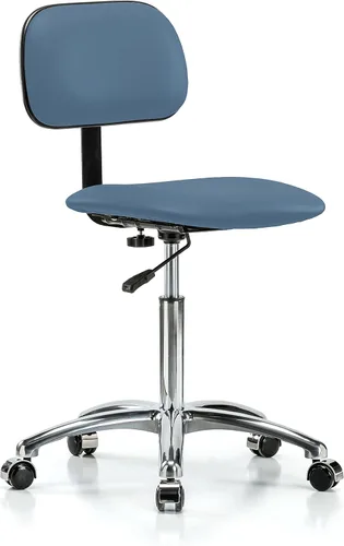Vista 54 de Perch - Silla de laboratorio cromada con respaldo ajustable, altura del escritorio de 17 a 22 pulgadas, tela negra